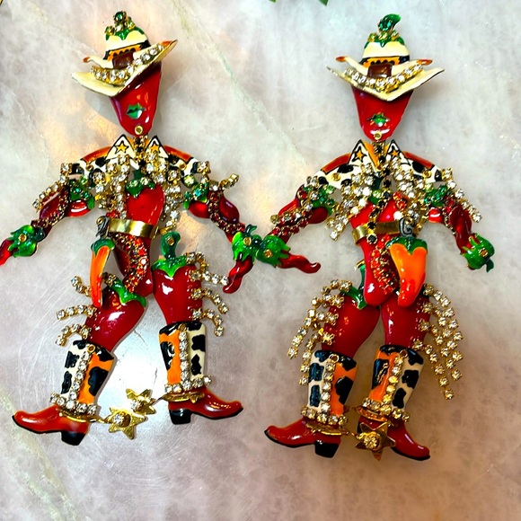 Lunch at the Ritz Spicy 🌶️ cowboy earrings - Picture 3 of 12